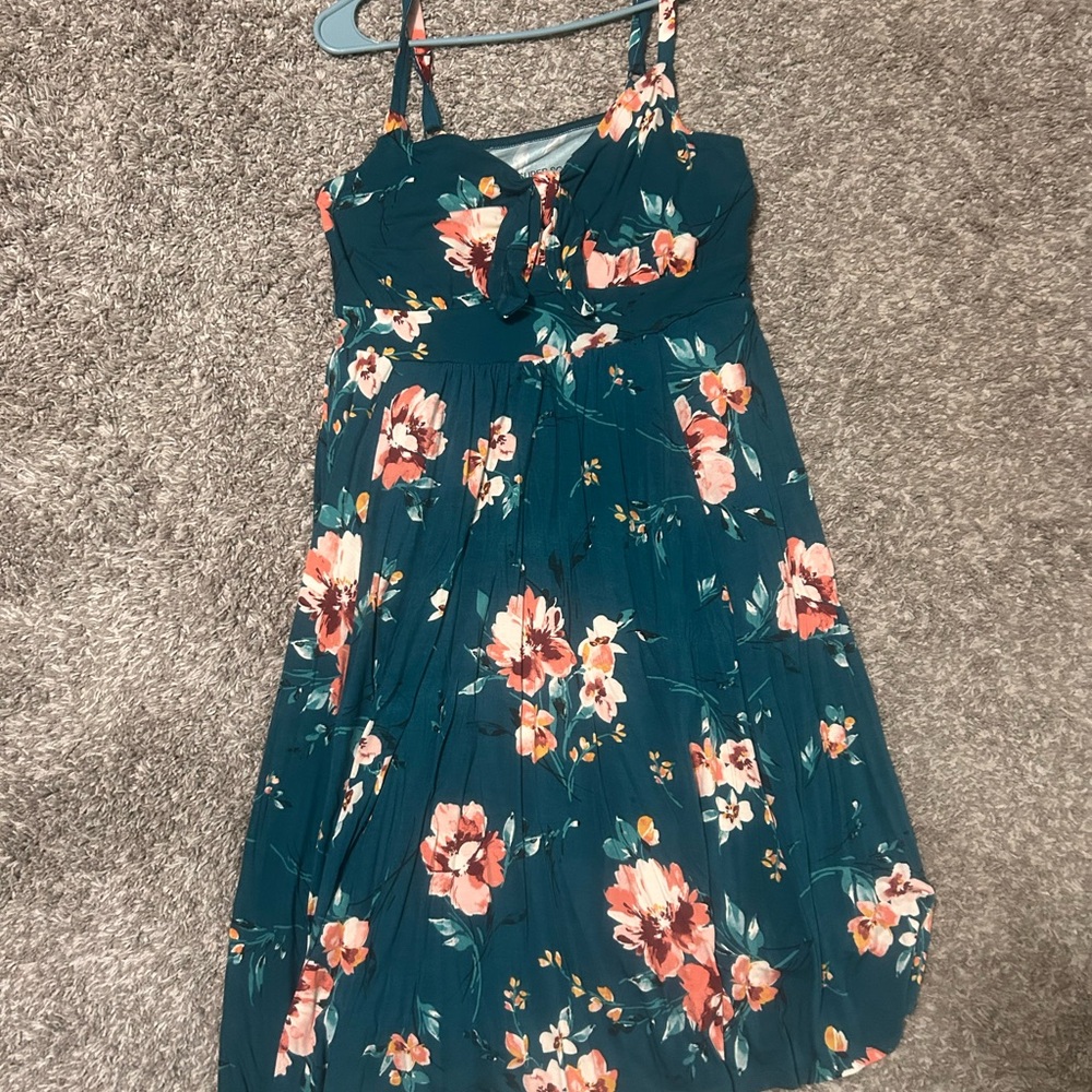 Torrid Teal Floral Midi Dress